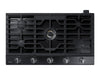 Surface de cuisson à gaz intelligente Samsung de 36 po à 5 brûleurs avec brûleur double puissant de 22 000 BTU, plaque chauffante et grille pour wok - acier inoxydable noir - NA36N7755TG/AA