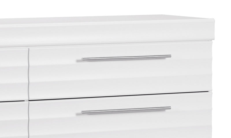 Ensemble Olivia 5pcs avec grand lit de rangement, commode verticale et table de nuit - blanc