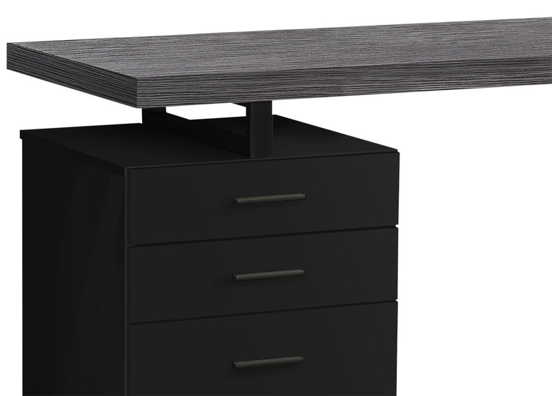 Bureau d’ordinateur Orion de 47,25 po à 3 tiroirs - noir et gris