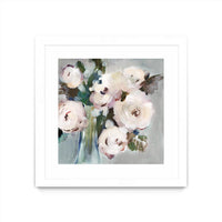 Œuvre d’art murale encadrée blanche et mate « Pale Pink Bouquet I » 30 x 30