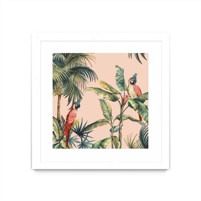 Œuvre d’art murale encadrée blanche et mate « Tropicano Ii » 36 x 36