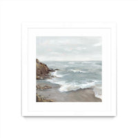 Œuvre d’art murale encadrée blanche et mate « Beautiful Bay » 30 x 30