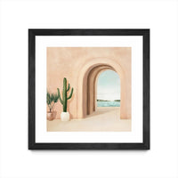 Œuvre d’art murale encadrée noire et mate « Coastal Arch » 30 x 30