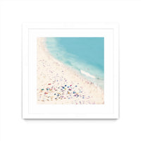 Œuvre d’art murale encadrée blanche et mate « Beach Love » 30 x 30