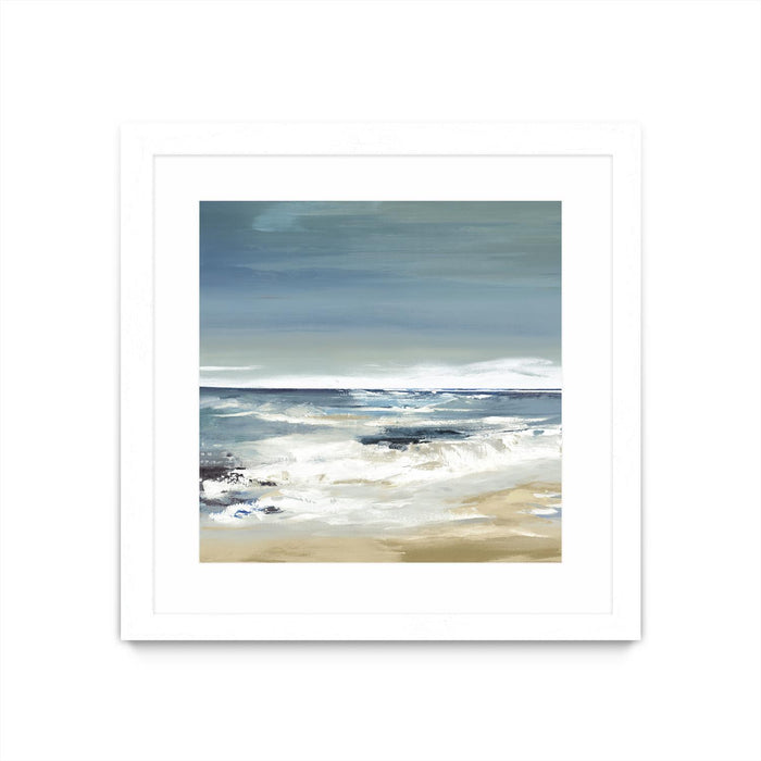 Œuvre d’art murale encadrée blanche et mate « East Coast Ii » 30 x 30