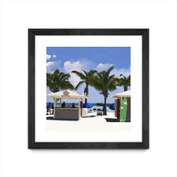 Œuvre d’art murale encadrée noire et mate « Key West Cabana I » 30 x 30