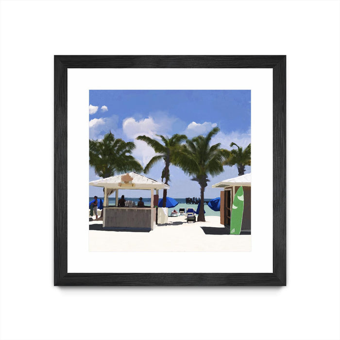 Œuvre d’art murale encadrée noire et mate « Key West Cabana I » 30 x 30