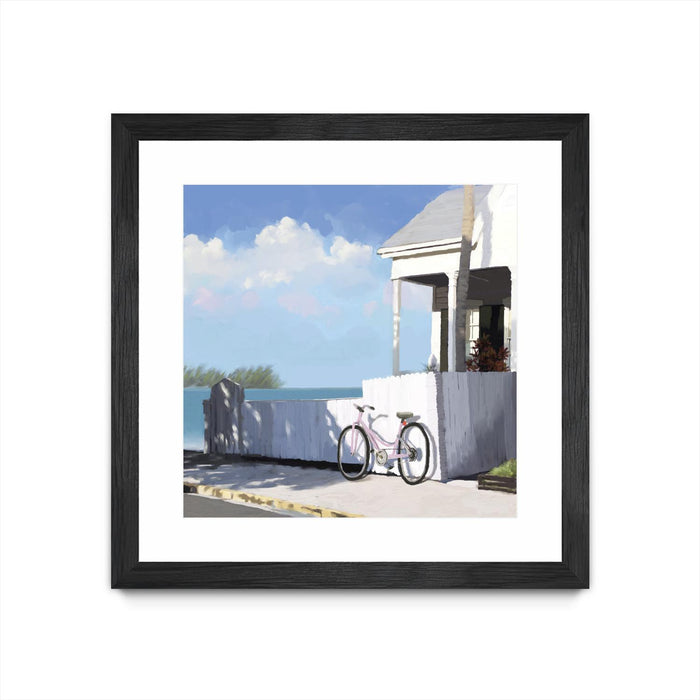 Œuvre d’art murale encadrée noire et mate « Key West Cabana Ii » 36 x 36