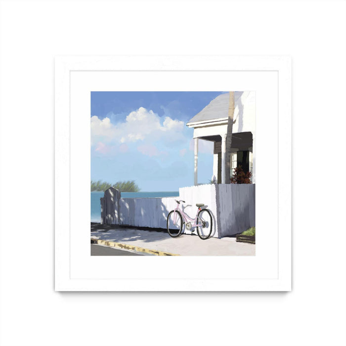 Œuvre d’art murale encadrée blanche et mate « Key West Cabana Ii » 36 x 36