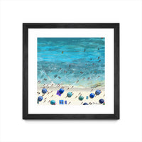 Œuvre d’art murale encadrée noire et mate « Hot Summer Beach » 30 x 30