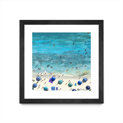 "Hot Summer Beach" Matted and Framed Black 36x36 Wall Art