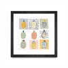 Œuvre d’art murale encadrée noire et mate « Nine Pineapples » 30 x 30