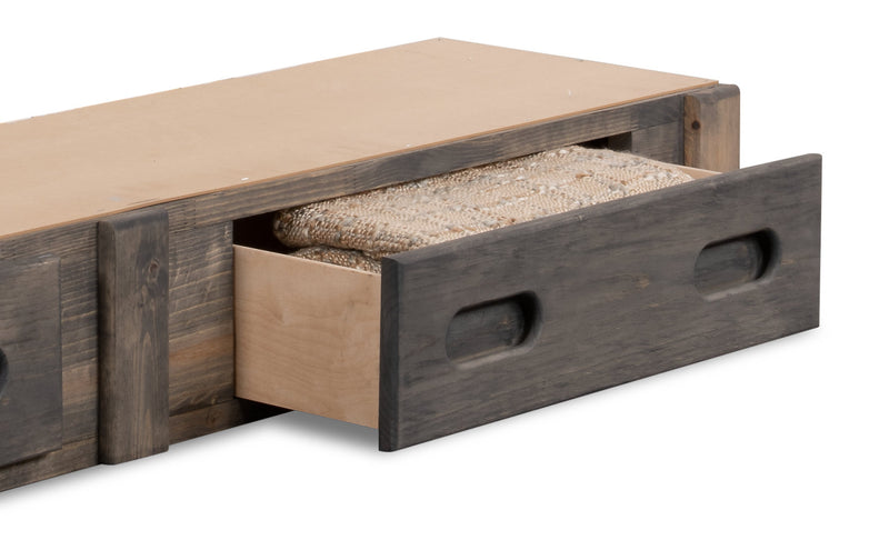 Lit gigogne de rangement sous le lit Piper à 2 tiroirs en pin massif pour enfants - gris bois de grève 