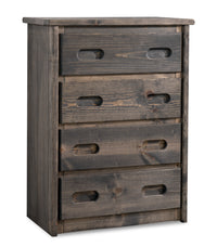 Commode verticale de chambre à coucher Piper de 32,5 po (L) à 4 tiroirs en pin massif pour enfants - gris bois de grève
