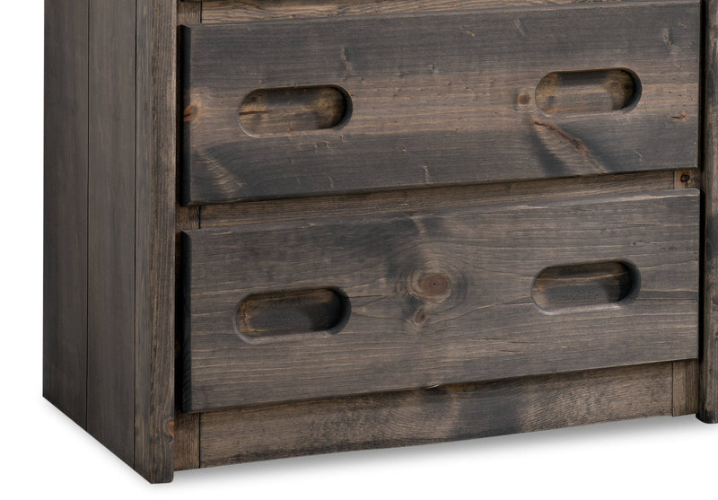 Commode verticale de chambre à coucher Piper de 32,5 po (L) à 4 tiroirs en pin massif pour enfants - gris bois de grève
