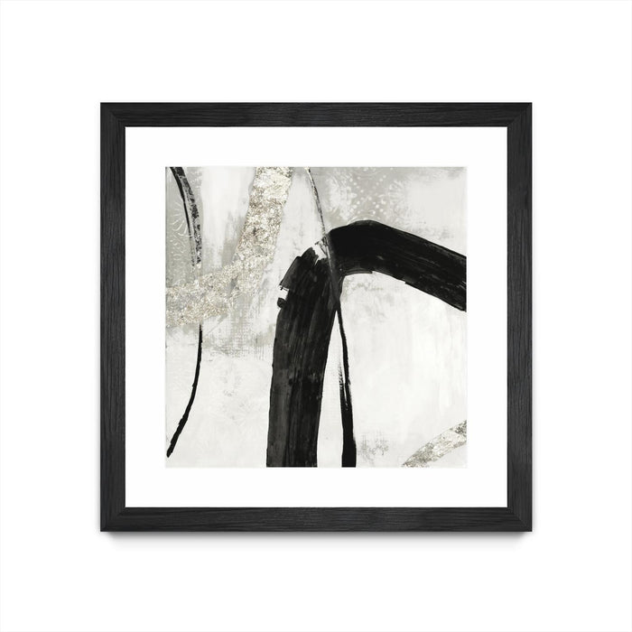 Œuvre d'art murale sur toile encadrée noire « Black Ink Ii » 36 x 36