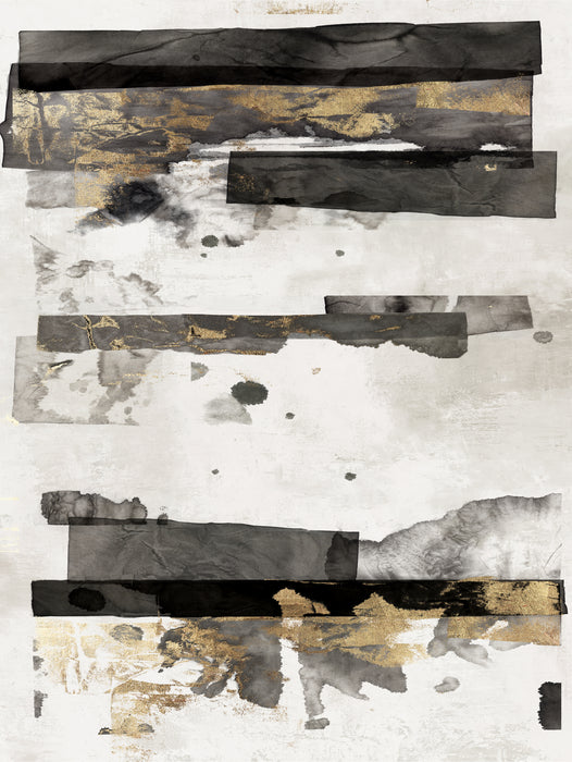 Œuvre d’art murale Giant Art « Gold And Black Ink Ii » 72 x 54