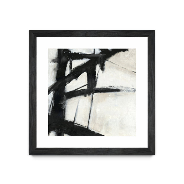 Œuvre d’art murale encadrée noire et mate « Construction Ii » 30 x 30