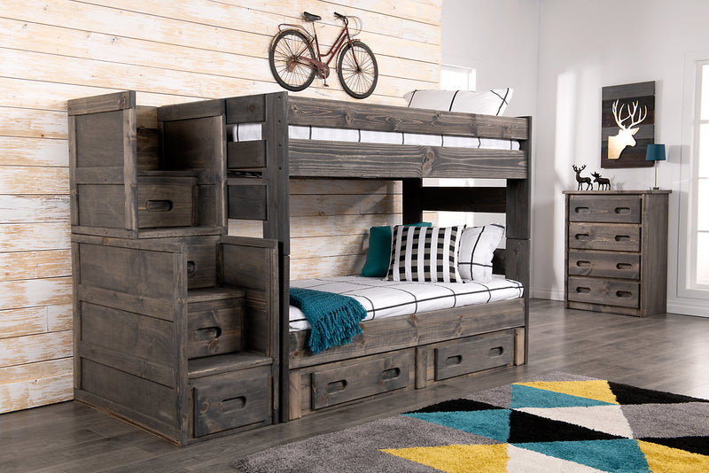 Commode escalier de chambre à coucher Piper de 21 po (L) à 4 tiroirs pour enfants - gris bois de grève