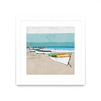 Œuvre d’art murale encadrée blanche et mate « Lined Up » 36 x 36