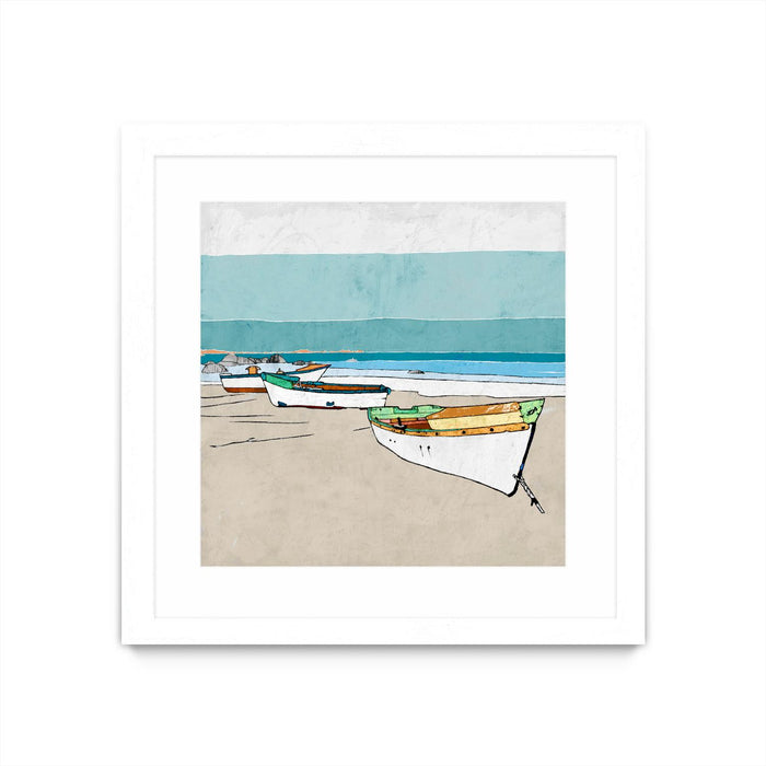 Œuvre d’art murale encadrée blanche et mate « Lined Up » 36 x 36
