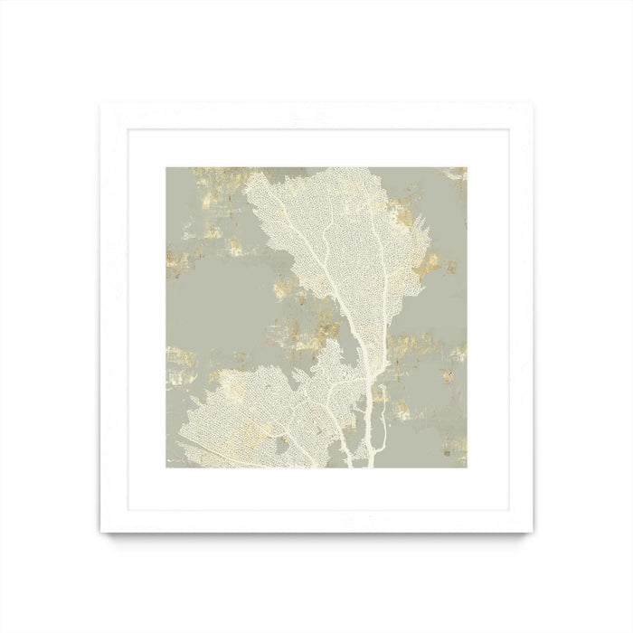 Œuvre d’art murale encadrée blanche et mate « Sea Coral Ii » 30 x 30