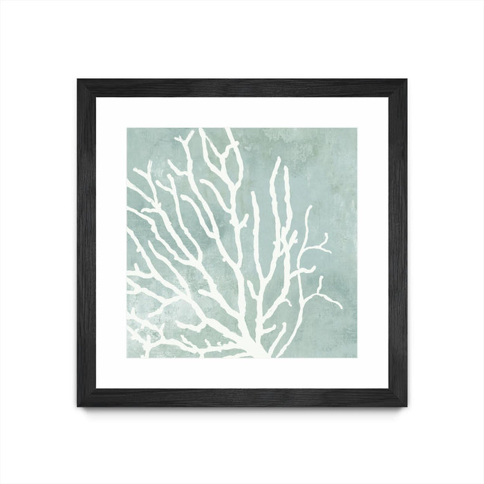 Œuvre d’art murale encadrée noire et mate « Sea Crown I » 30 x 30