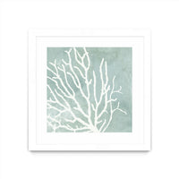 Œuvre d’art murale encadrée blanche et mate « Sea Crown I » 30 x 30