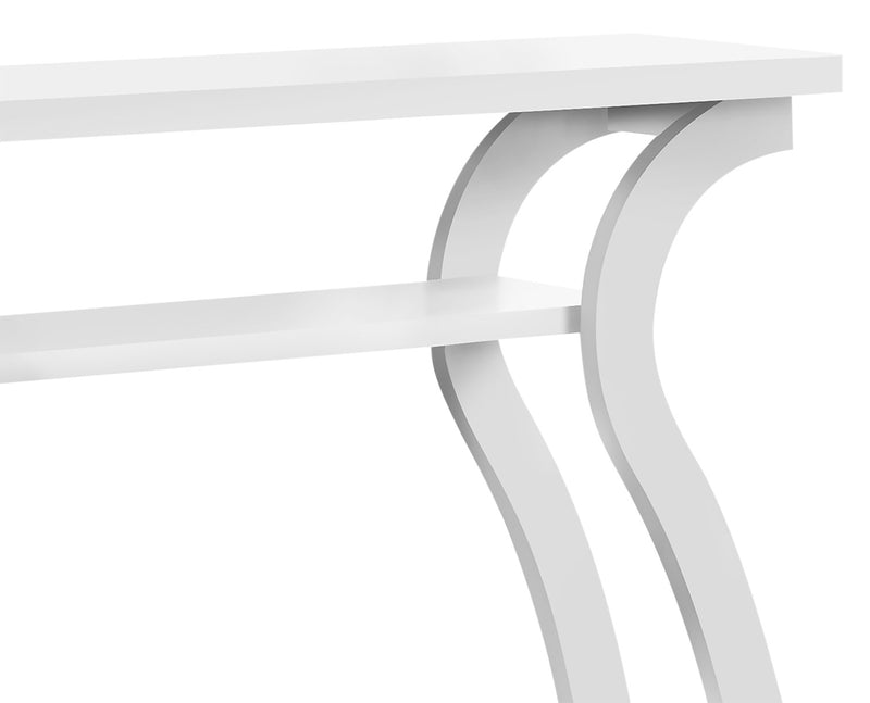 Table de salon Quinn de 47,25 po avec tablette - blanche et dorée