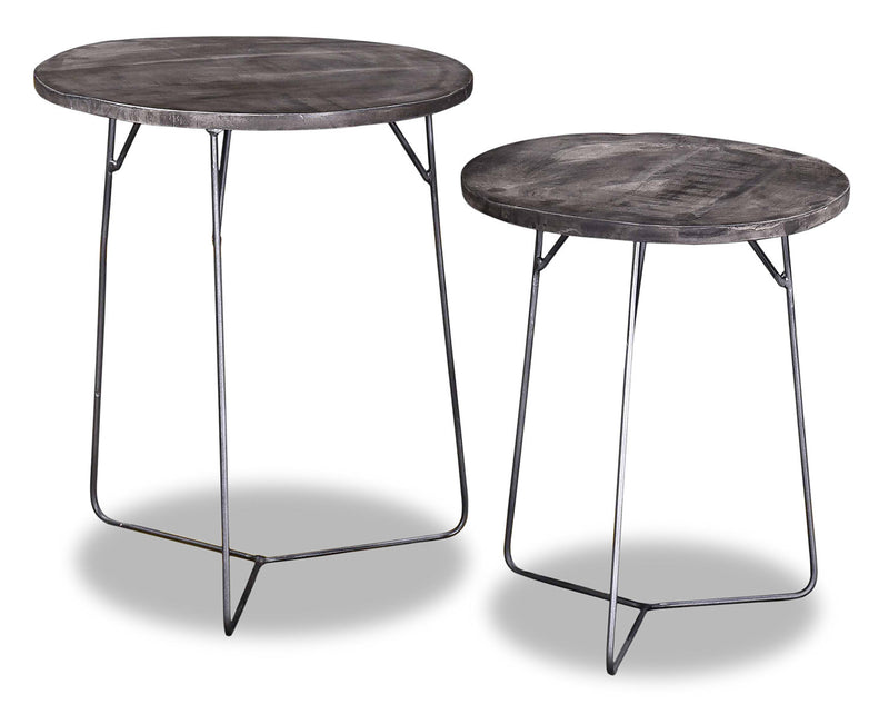 2 tables d'appoint gigognes Remmi de 18 po - gris sable et gris métallisé 