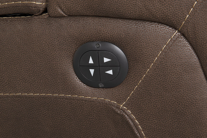 Sofa à inclinaison électrique Ross de 83 po en tissu de suédine avec appuie-têtes électriques et console rabattable - brun chocolat