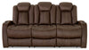 Sofa à inclinaison électrique Ross de 83 po en tissu de suédine avec appuie-têtes électriques et console rabattable - brun chocolat