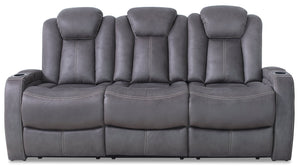 Sofa à inclinaison électrique Ross de 83 po en tissu de suédine avec appuie-têtes électriques et console rabattable - gris étain