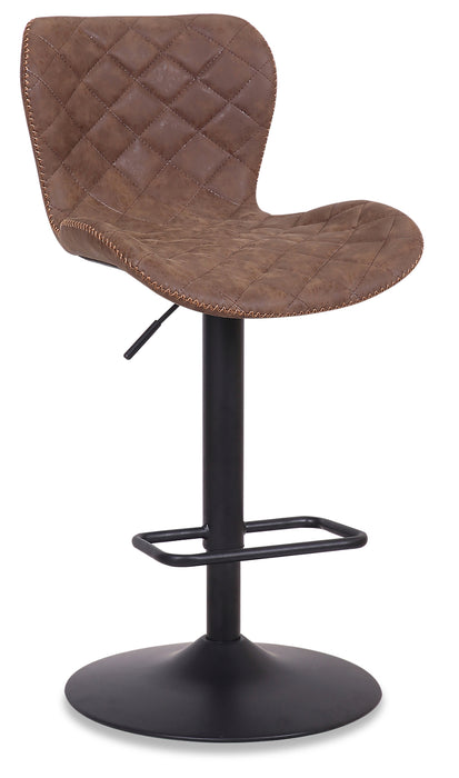 Tabouret 23-31 po bar Seth en tissu de cuir végétalien et en métal avec siège pivotant et réglable - brun