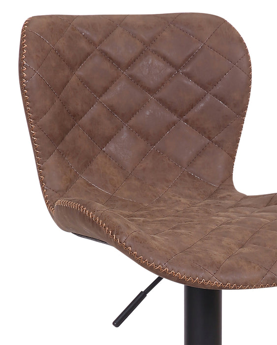 Tabouret 23-31 po bar Seth en tissu de cuir végétalien et en métal avec siège pivotant et réglable - brun