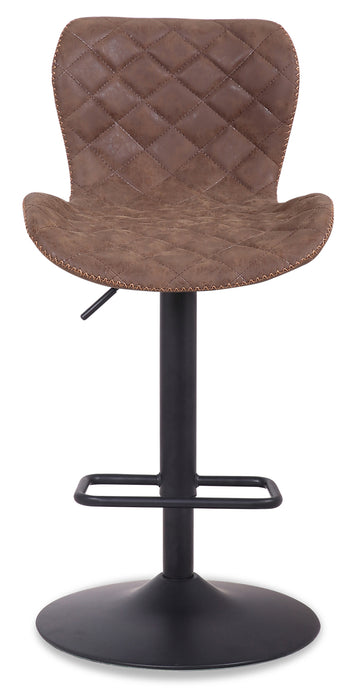 Tabouret 23-31 po bar Seth en tissu de cuir végétalien et en métal avec siège pivotant et réglable - brun