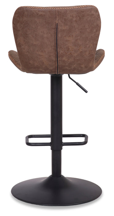 Tabouret 23-31 po bar Seth en tissu de cuir végétalien et en métal avec siège pivotant et réglable - brun