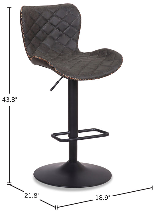 Tabouret bar Seth en tissu de cuir végétalien et en métal avec siège pivotant et réglable - gris