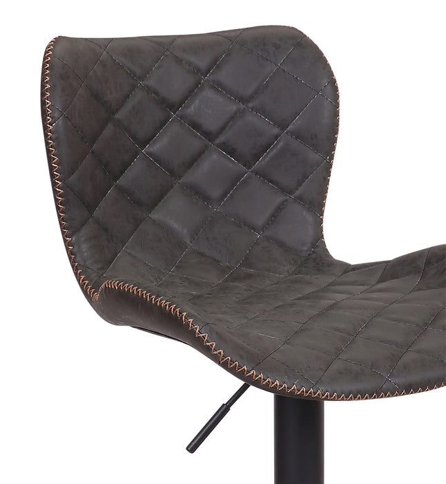 Tabouret bar Seth en tissu de cuir végétalien et en métal avec siège pivotant et réglable - gris