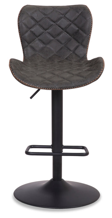 Tabouret bar Seth en tissu de cuir végétalien et en métal avec siège pivotant et réglable - gris
