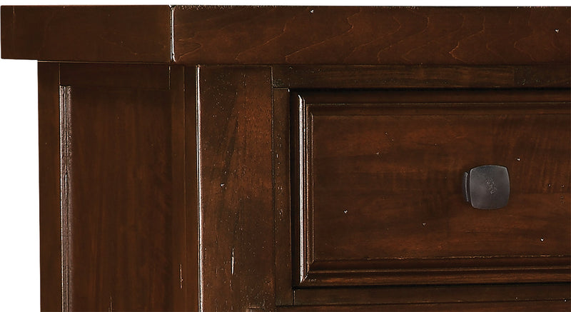 Ensemble de chambre à coucher Sonoma 5 pièces avec lit de rangement, commode et miroir, brun manguier - format très grand lit