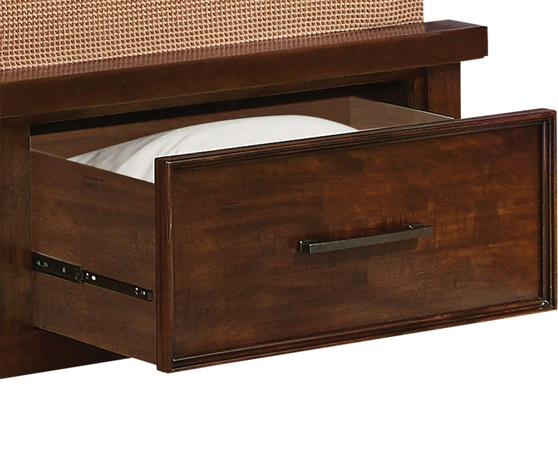 Ensemble de chambre à coucher Sonoma 5 pièces avec lit de rangement, commode et miroir, brun manguier - format très grand lit