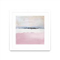 Œuvre d’art murale encadrée blanche et mate « Pink Sea Abstract » 36 x 36