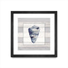 Œuvre d’art murale encadrée noire et mate « Muted Blue Shell On Wood » 30 x 30