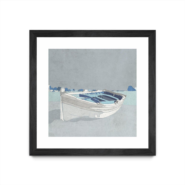 Œuvre d’art murale encadrée noire et mate « Docked Ashore Ii » 30 x 30