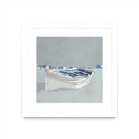 Œuvre d’art murale encadrée blanche et mate « Docked Ashore Ii » 30 x 30