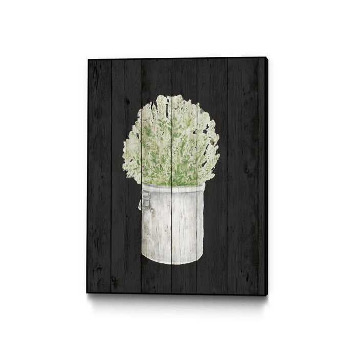 Œuvre d'art murale sur toile encadrée noire « Herbs On Black Wood Ii » 18 x 24