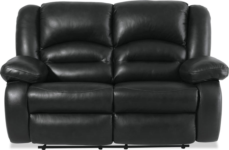 Causeuse à inclinaison électrique Toreno de 64 po en cuir véritable - noire