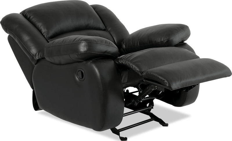 Fauteuil berçant inclinable Toreno de 42 po en cuir véritable - noir