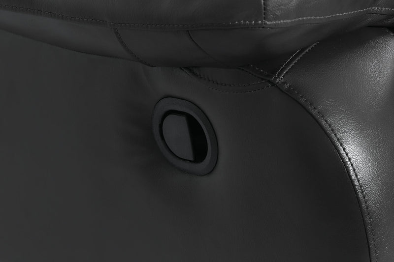 Fauteuil berçant inclinable Toreno de 42 po en cuir véritable - noir